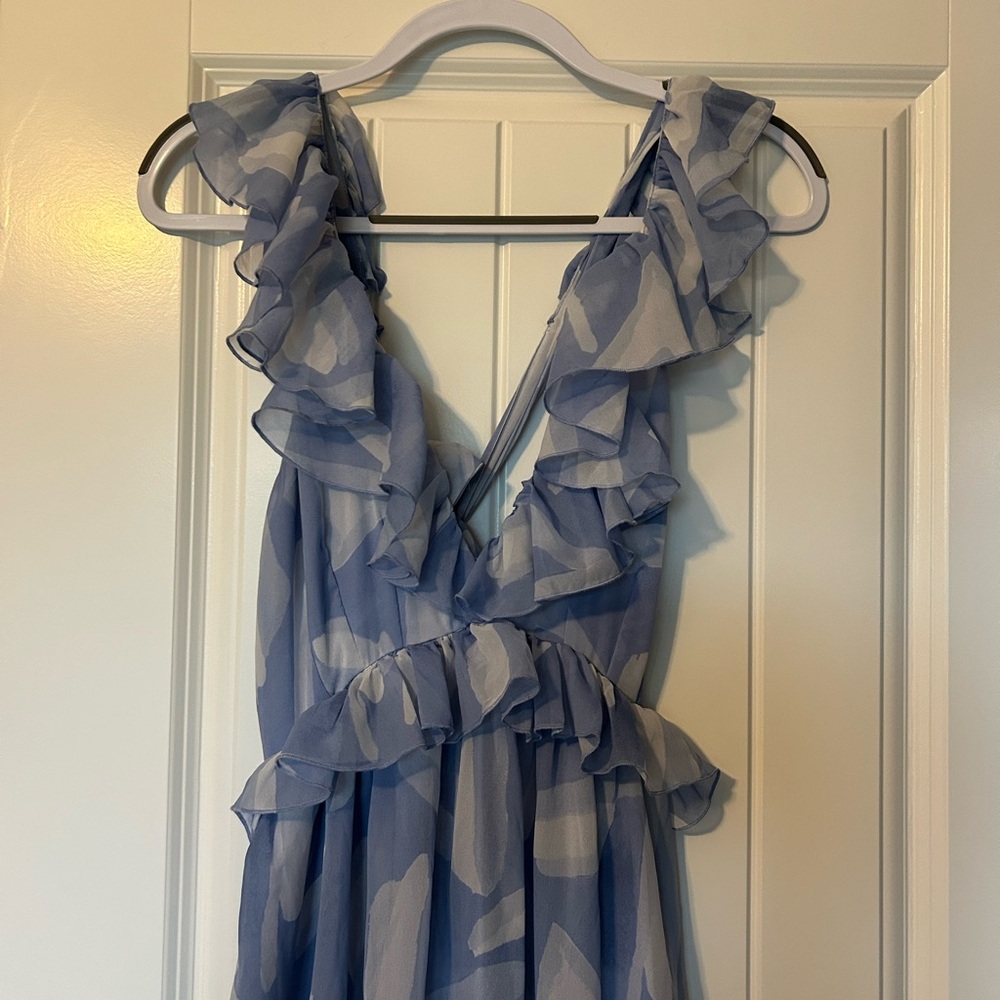 Abercrombie & Fitch Blue and White Ruffle Maxi Dress - Picture 3 of 4